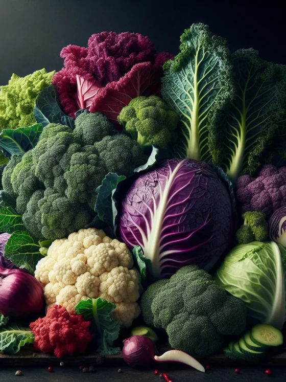 Variedades de coles: kale, repollo, rizada, lombarda, china, brócoli y coliflor. Imagen con fines ilustrativos.