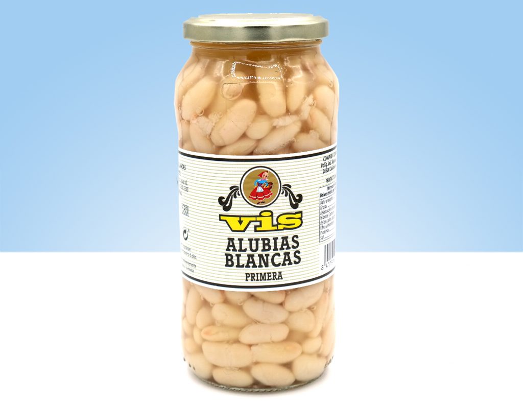 alubias blancas en bote de cristal