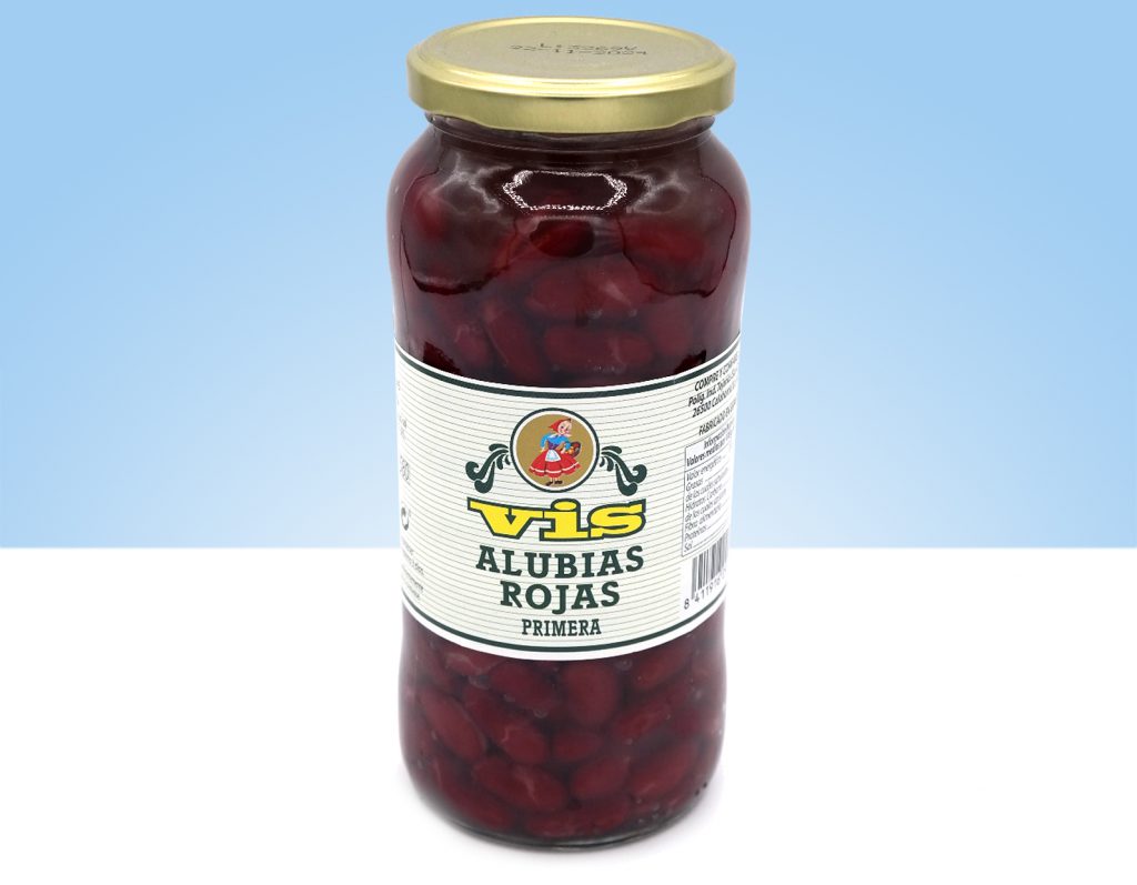 alubias rojas en bote de cristal